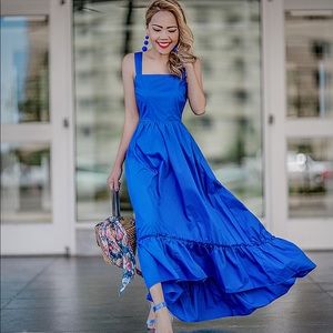 Long blue high low dress